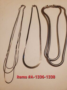 3 Silver Necklaces, items # A-1336-1338, wt.44 grams.